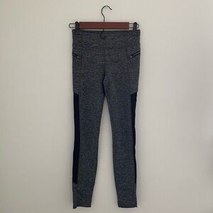 Athleta Girl Gray and Black Zipper Herringbone Leggings Size L/12
